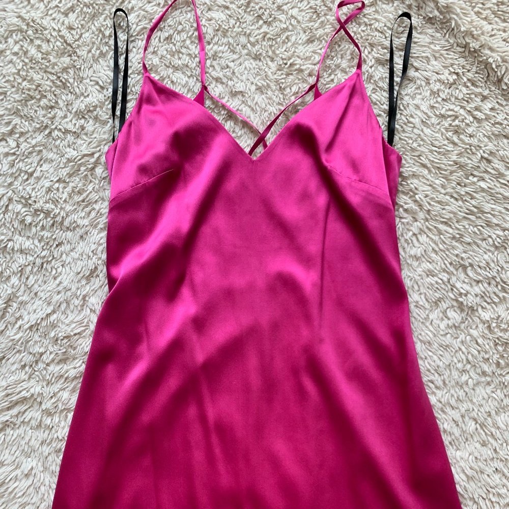 Bebe Sara Hot Pink Silk Slip